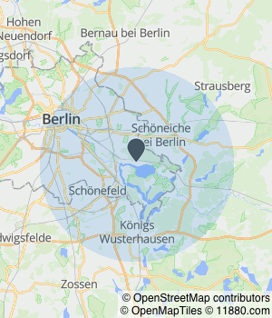 Kartendarstellung des Servicegebiets von Goldschmiede Christina Brückner