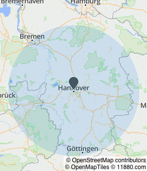 Kartendarstellung des Servicegebiets von Reiseservice Schneider