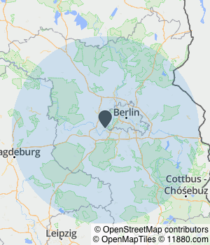 Kartendarstellung des Servicegebiets von REDDY KÜCHEN Potsdam