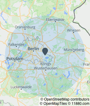 Kartendarstellung des Servicegebiets von Malermeister Oliver Hoenicke