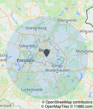 Kartendarstellung des Servicegebiets von MAS-Service Allgemeine Gebäudereinigung