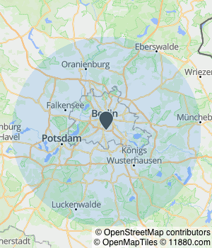 Kartendarstellung des Servicegebiets von Contessa Fahrzeugtechnik GmbH