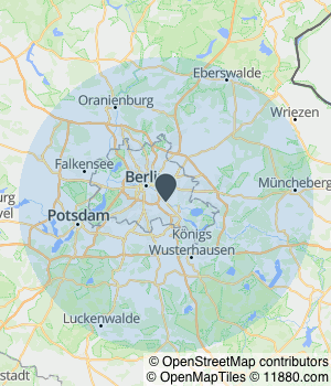 Kartendarstellung des Servicegebiets von Steinmetzmeister Grabmale - Fabries Greyer