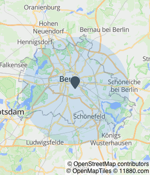 Kartendarstellung des Servicegebiets von inbound media service UG