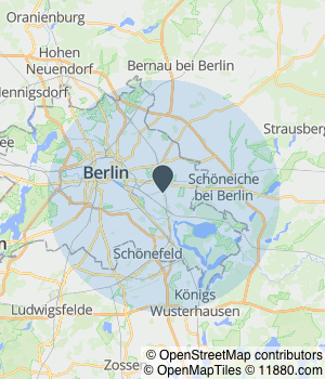 Kartendarstellung des Servicegebiets von anywall - direkt auf die Wand gedruckt