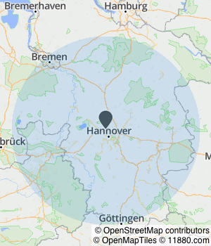 Kartendarstellung des Servicegebiets von Grand GmbH