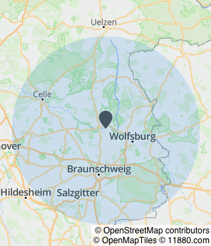 Kartendarstellung des Servicegebiets von IT-Service 38 - Siegfried Graf