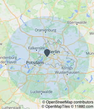 Kartendarstellung des Servicegebiets von Iconic Real Estate Gmbh