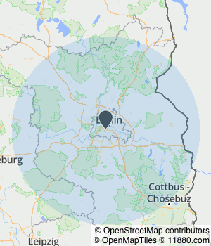 Kartendarstellung des Servicegebiets von Akay Bau e.K.