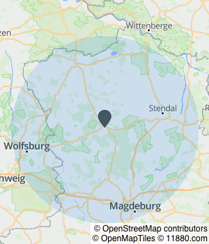 Kartendarstellung des Servicegebiets von KTWO Gebäudeservice Alexander Knoche