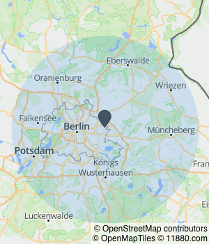 Kartendarstellung des Servicegebiets von Autoglas Zox
