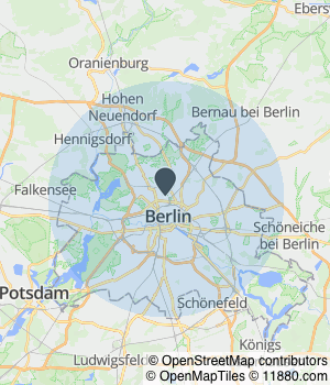 Kartendarstellung des Servicegebiets von Moon Umzüge