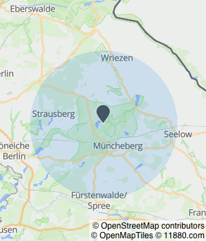 Kartendarstellung des Servicegebiets von Therpiezentrum/Physiotherapie