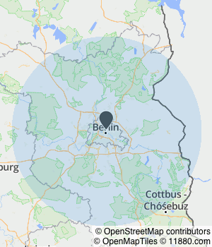 Kartendarstellung des Servicegebiets von Zelfira Baudienstleistungen