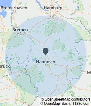 Kartendarstellung des Servicegebiets von Tinnemann Immobilienbetreuung