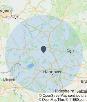 Kartendarstellung des Servicegebiets von A-Z Garten