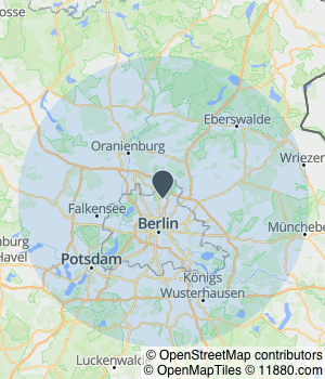 Kartendarstellung des Servicegebiets von deinefensterputzer.de