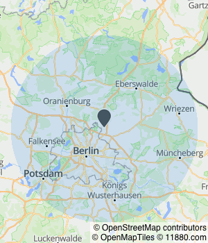 Kartendarstellung des Servicegebiets von Jürgen Lutat Malermeister