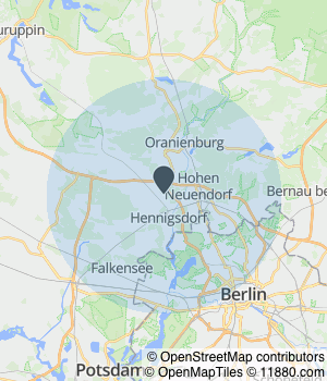 Kartendarstellung des Servicegebiets von RainShift GmbH