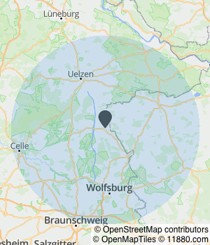 Kartendarstellung des Servicegebiets von Wittinger Pflanzenhof & Fricke Garten- und Landschaftsbau GmbH & Co. KG, Heiko Fricke