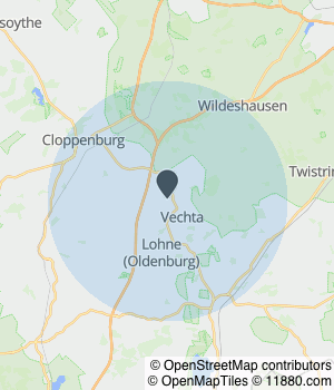 Kartendarstellung des Servicegebiets von Mühlencafe & Restaurant Vechta