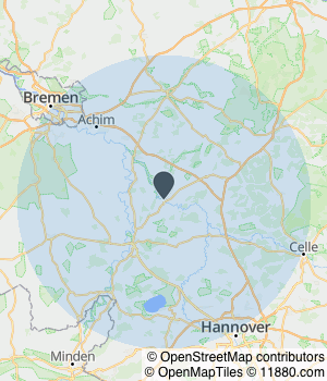 Kartendarstellung des Servicegebiets von Holossana Pflegedienst