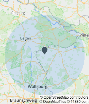 Kartendarstellung des Servicegebiets von KfZ-Service Ingo Müller