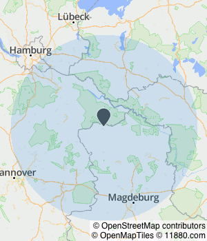 Kartendarstellung des Servicegebiets von Bauservice Marcel Spiegel