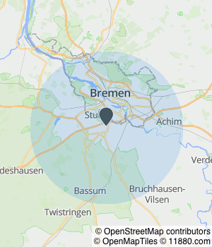 Kartendarstellung des Servicegebiets von Pflaster - & Tiefbau Fazliu