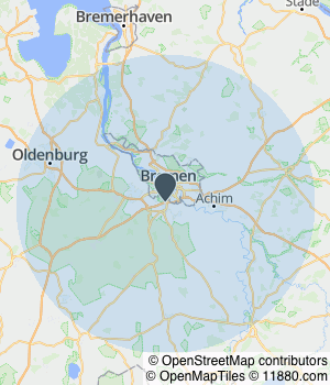 Kartendarstellung des Servicegebiets von Optimum Fahrzeugtechnik Gmbh