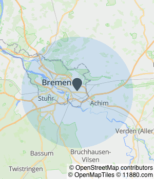 Kartendarstellung des Servicegebiets von Heckmann Bestattungen oHG