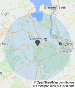 Kartendarstellung des Servicegebiets von Oldenburger Transporter