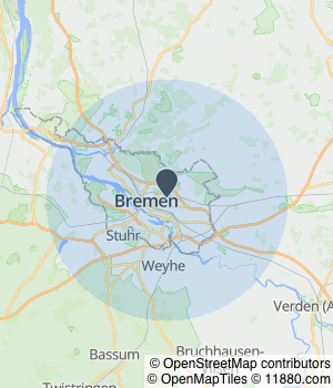 Kartendarstellung des Servicegebiets von Stein- und Bildhauerei Graupner