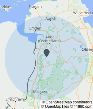 Kartendarstellung des Servicegebiets von Gartenpflege Mammes