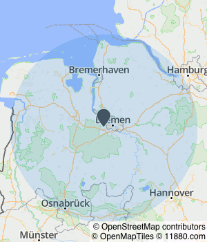 Kartendarstellung des Servicegebiets von BauUP UG (haftungsbeschränkt)