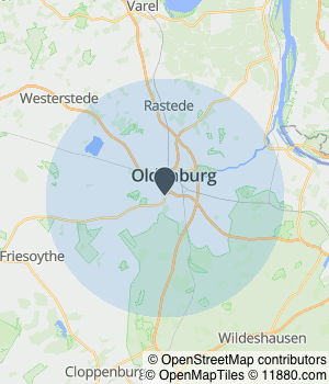Kartendarstellung des Servicegebiets von Hausgemacht Immobilien