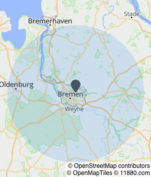 Kartendarstellung des Servicegebiets von Ener Solutions GmbH
