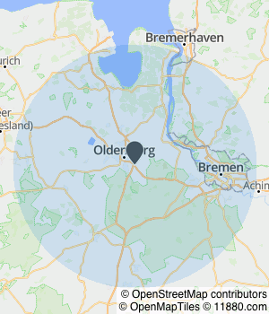 Kartendarstellung des Servicegebiets von Jan Wiechmann Abschleppdienst