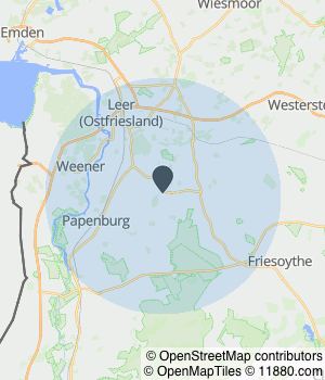 Kartendarstellung des Servicegebiets von Hausmeisterdienst Schary