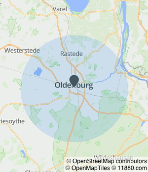 Kartendarstellung des Servicegebiets von Praxis für Ergotherapie Handtherapie & Rehabilitation Oliver Hanekamp