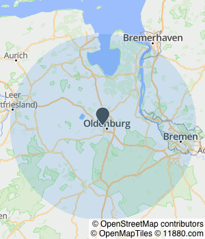 Kartendarstellung des Servicegebiets von Praxis am Domicil Frau Tamara Eckloff Privatpraxis für Physiotherapie