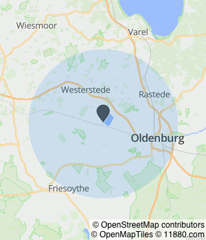 Kartendarstellung des Servicegebiets von Klitzi's Gebäudeservice