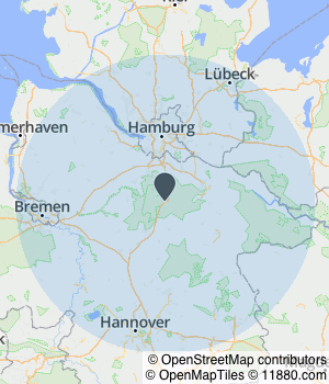 Kartendarstellung des Servicegebiets von Jürgen Stelter e.K. Tischlerei und Treppenbau Inhaber Nico Stelter