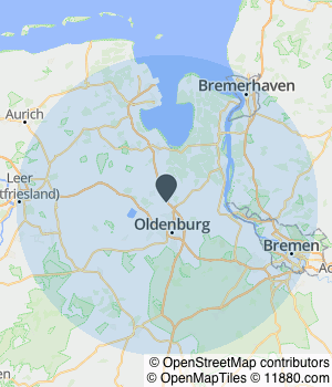 Kartendarstellung des Servicegebiets von Michael Wunder - Der Malermeister