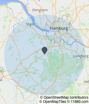 Kartendarstellung des Servicegebiets von Krafthafen GmbH & Co.KG.