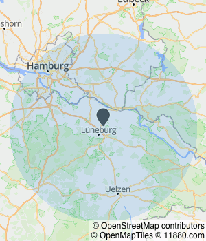 Kartendarstellung des Servicegebiets von Karl-Heinz Heukamp Rechtsanwalt