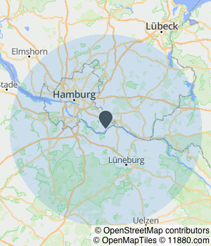 Kartendarstellung des Servicegebiets von Bartels Gebäudereinigung Jens Bartels