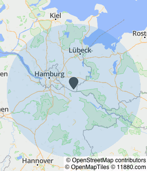 Kartendarstellung des Servicegebiets von Heinzelmann Sanierungsbetrieb