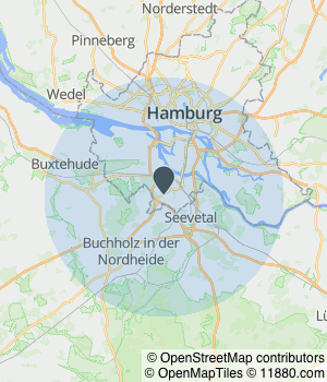 Kartendarstellung des Servicegebiets von Taxiteam Harburg