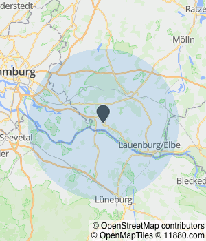 Kartendarstellung des Servicegebiets von Moin Automobile